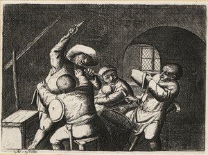 Hollandsk bonde med to dolke angriber en anden kortspiller i en af David Deuchar