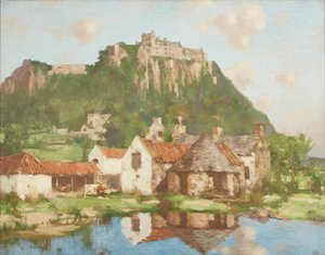 Nedenfor voldene i Stirling Castle (olie på lærred)