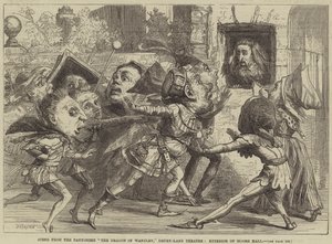 Scene fra Pantomime The Dragon of Wantley, Drury-Lane Theatre, Exterior of Moore Hall af David Henry Friston