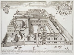 Corpus Christi College, Oxford, fra "Oxonia Illustrated", udgivet i 1675 (stik) af David Loggan