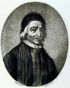 Portræt af Dr. Thomas Bailey, indgraveret af Richard Earlom (1743-1822) fra Illustrious Characters in British History (mezzotint) af David Loggan