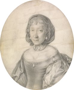 Portræt af en dame, 1666 (sort bly på vellum med vask) af David Loggan