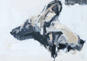 Portræt af afrikansk vildhund, 2022 (akryl på panel) af David Mayer