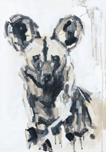Portræt af malet hund, 2020 (akryl på panel) af David Mayer