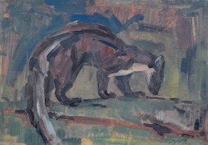 Pine Marten, 2023 (olie på lærred) af David Mayer