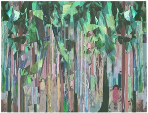 Spaces In Between, 2017 Mixed Media på træpanel af David McConochie