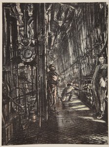 Et kedelrum på et slagskib, illustration fra 