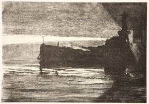 Nærmer sig et slagskib om natten, illustration fra 
