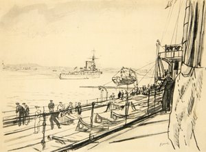 Fra agterdækket på et slagskib, illustration fra 