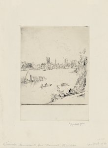 Hammersmith fra Thamescote, Chiswick Mall af David Muirhead Bone