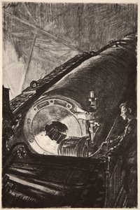 Natarbejde på bundstykket af en stor kanon, illustration fra 