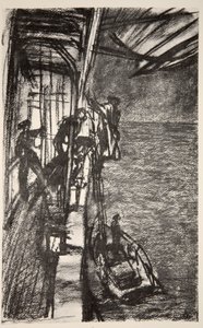 Off Havre: tager lodsen om bord på et hospitalsskib, illustration fra 