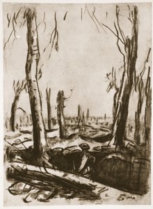 Ødelagte skyttegrave i Mametz Wood, illustration fra 