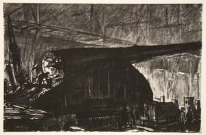 Natholdet arbejder på en stor kanon, illustration fra 