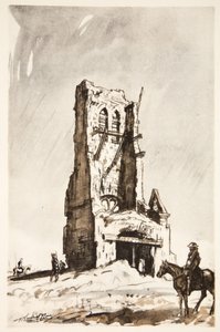Det ødelagte tårn i Becordel Becourt, illustration fra 