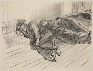 Gående sårede, der sover på dækket, illustration fra 