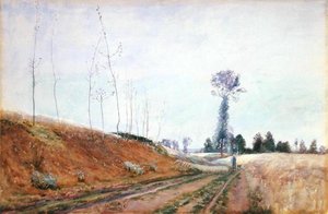 Vejside græsgange i Picardie, ca. 1887 (gouache på papir) af David Murray