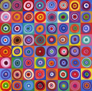 In Square Circle 64 efter Kandinsky, 2012 (akryl på lærred) af David Newton
