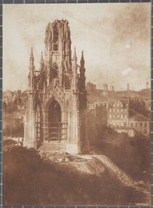 Scott Monument, Edinburgh, under opførelsen, 1840-44 (saltet papirtryk fra kalotype negativ)