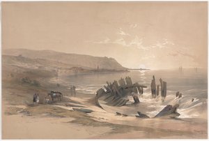 Kaifas ser mod Karmelbjerget, 1839. af David Roberts