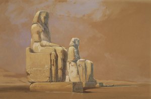 Colossi, Theben, 1838 af David Roberts