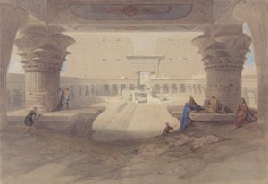 Fra under portikken ved Edfu-templet i Øvre Egypten af David Roberts