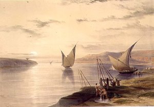 Hager Setsilis, fra "Egypt and Nubia", Vol.1 (litho) af David Roberts