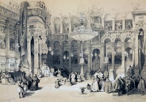 Interiør af Den Hellige Gravs Kirke, Jerusalem af David Roberts