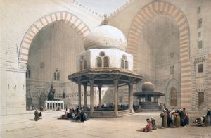 Interiør af Sultan al-Ghuris moske, Cairo, Egypten, 1800-tallet af David Roberts