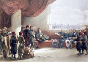 Interview med vicekongen af Egypten ved hans palads, Alexandria, Egypten, 12. maj 1839, 19. århundrede af David Roberts