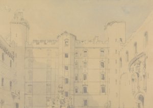 Gården ved Linlithgow Palace, West Lothian af David Roberts
