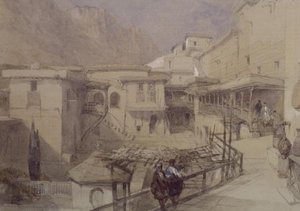 Sinai-bjerget (akvarel på papir) af David Roberts
