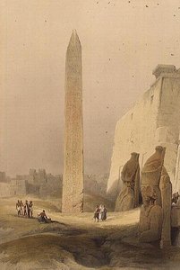 Obelisk i Luxor, fra "Egypt and Nubia", Vol.1 (litho) af David Roberts