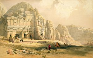 Petra, 8. marts 1839, plade 96 fra bind III af "The Holy Land", graveret af Louis Haghe (1806-85), udg. 1849 af David Roberts