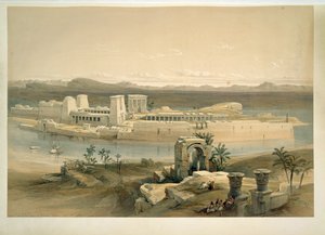 Philae Island, Assuan, Egypten (akvarel) af David Roberts