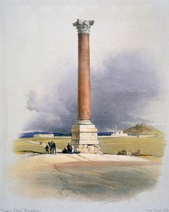 Pompeys-søjlen, Alexandria, 1800-tallet af David Roberts