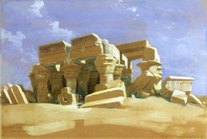 Portiko af Kom Ombo-templet, Øvre Egypten, 1838 (wc på papir)