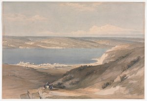 Genesaret Sø ved Genezareth med udsigt mod Bashan, 1839. af David Roberts