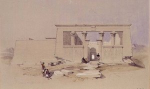 Tempel i Wady Dabod, Nubien 1849 af David Roberts