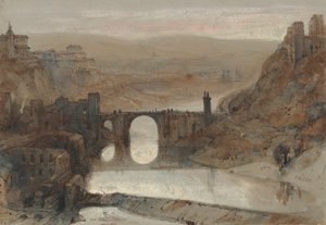 Broen i Toledo, nær Madrid, Spanien af David Roberts
