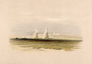 Memnons kolosser, fra "Egypt and Nubia", Vol.1 (litografi) af David Roberts