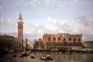 Dogepaladset, Venedig, fra Bacino di San Marco af David Roberts