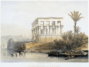 Hypaethral-templet i Philae, kaldet Faraos seng - i "Det hellige land", London 1849 af David Roberts
