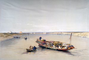 Nilen ser mod pyramiderne i Dahshur og Saqqarah, 1800-tallet af David Roberts