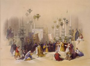 Salvningsstenen ved Den Hellige Grav, Jerusalem af David Roberts