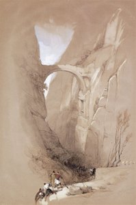 Triumfbuen krydser kløften, der fører til Petra, 1839 af David Roberts