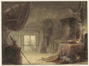 Loftsværelse, indrettet som studie af David Roberts