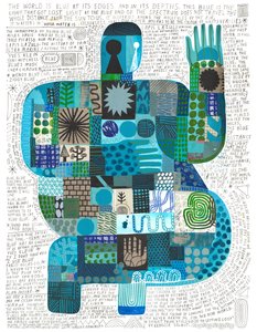 Blue At Its Edges, 2023 (akryl  blyant på papir) af David Shillinglaw