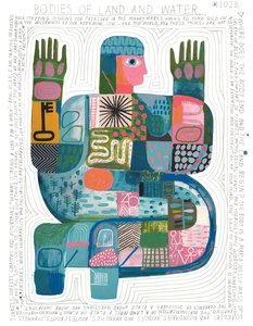 Bodies Of Land And Water, 2023 (akryl og blyant på papir) af David Shillinglaw