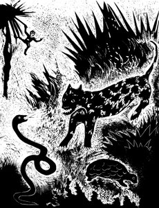 Illustration fra bogen Just so stories... af Rudyard Kipling, 1931. af David Sterenberg